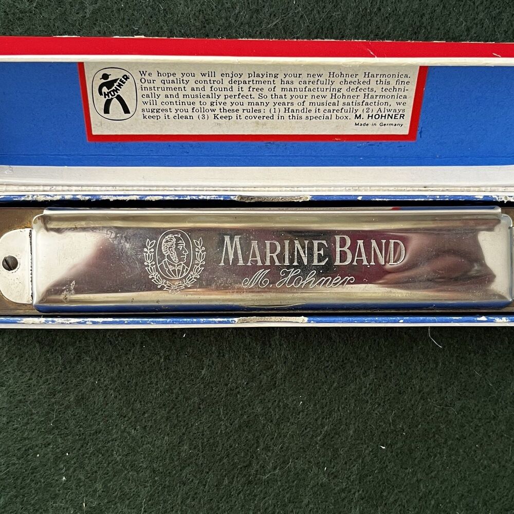 M Hohner Marine Band No 365 Harmonica Made In Germany 14 Hole Key Of C With Box